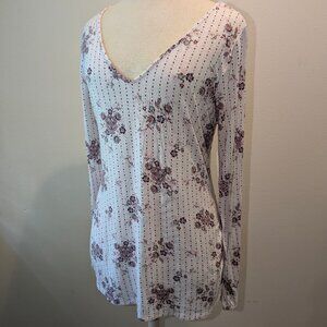 Buckle Day Trip Floral Long Sleeve Open Back Ivory L
